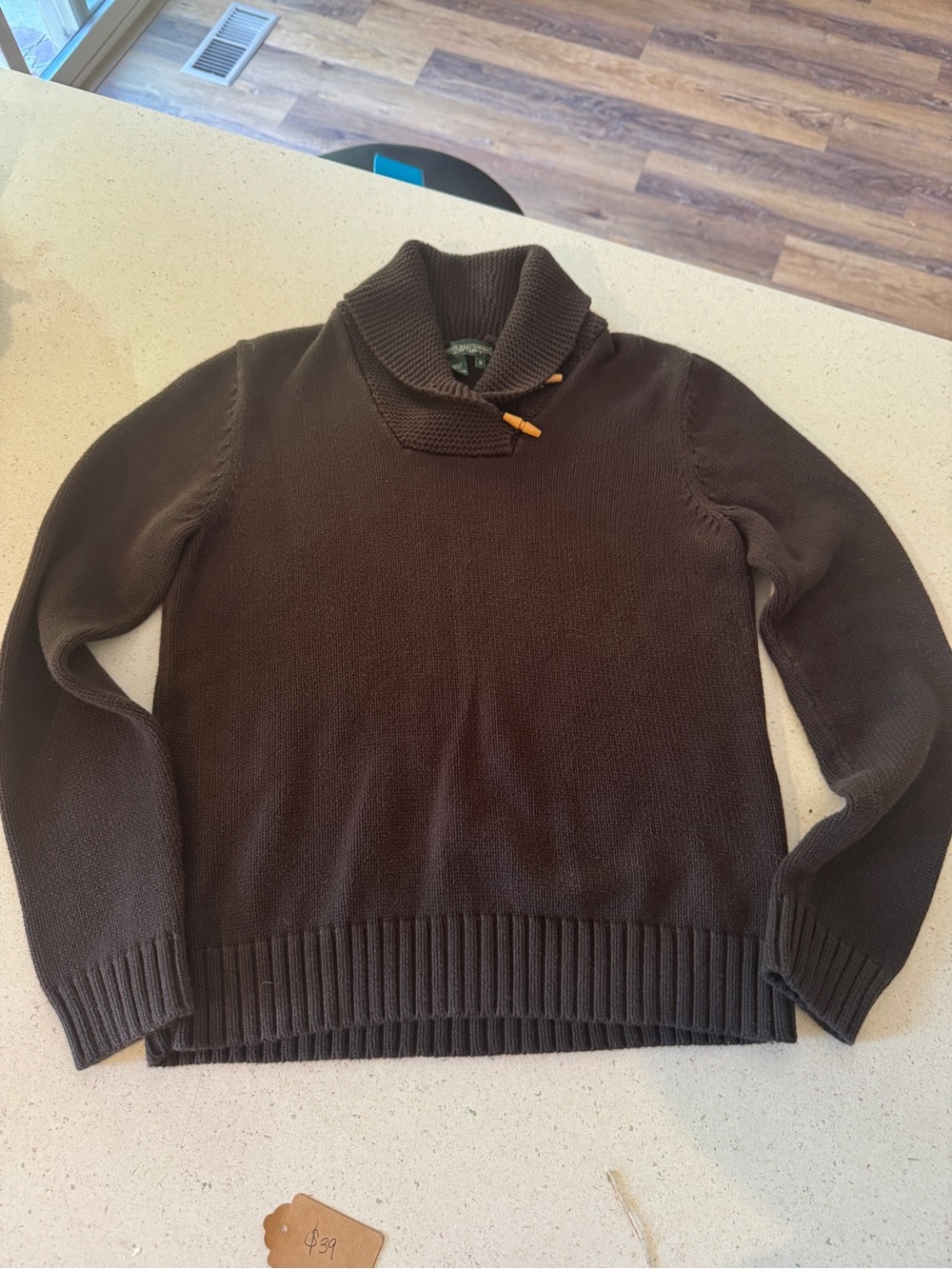 Lauren by Ralph Lauren nwot Brown toggle horn collar Sweater, vintage, medium